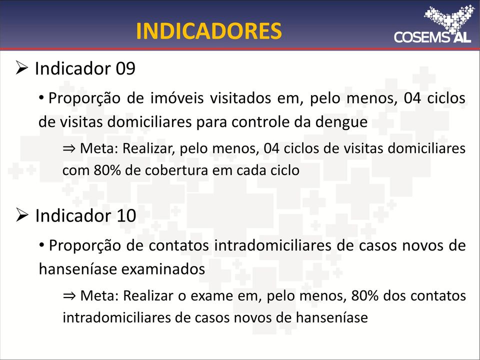 cobertura em cada ciclo Indicador 10 Proporção de contatos intradomiciliares de casos novos de hanseníase