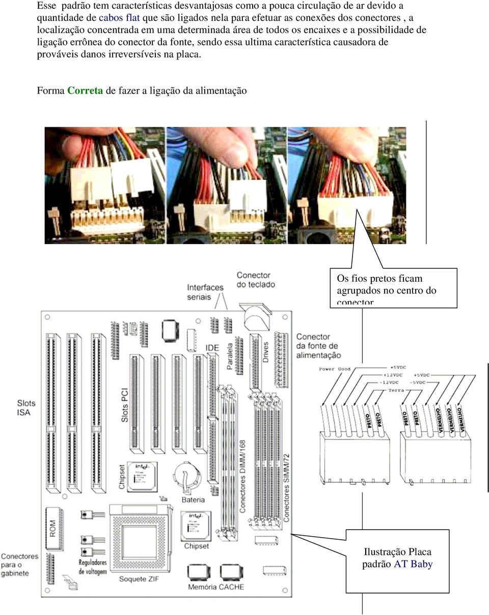 possibilidade de ligação errônea do conector da fonte, sendo essa ultima característica causadora de prováveis danos