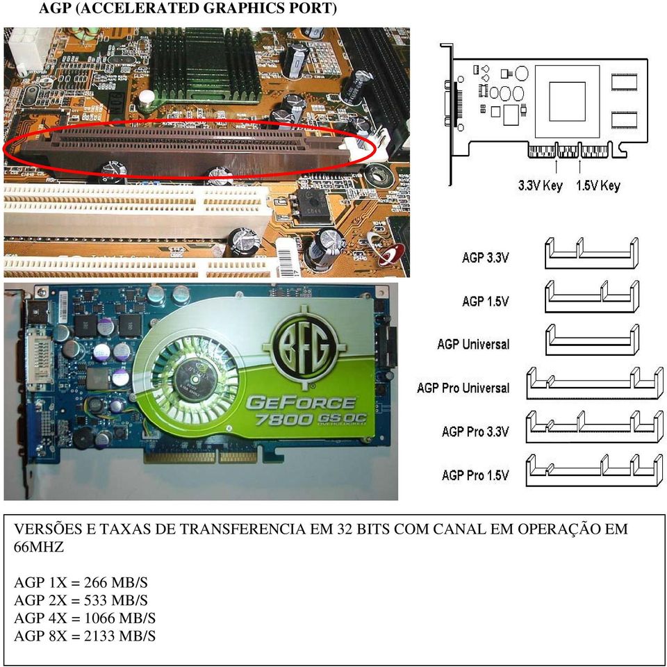 EM OPERAÇÃO EM 66MHZ AGP 1X = 266 MB/S AGP