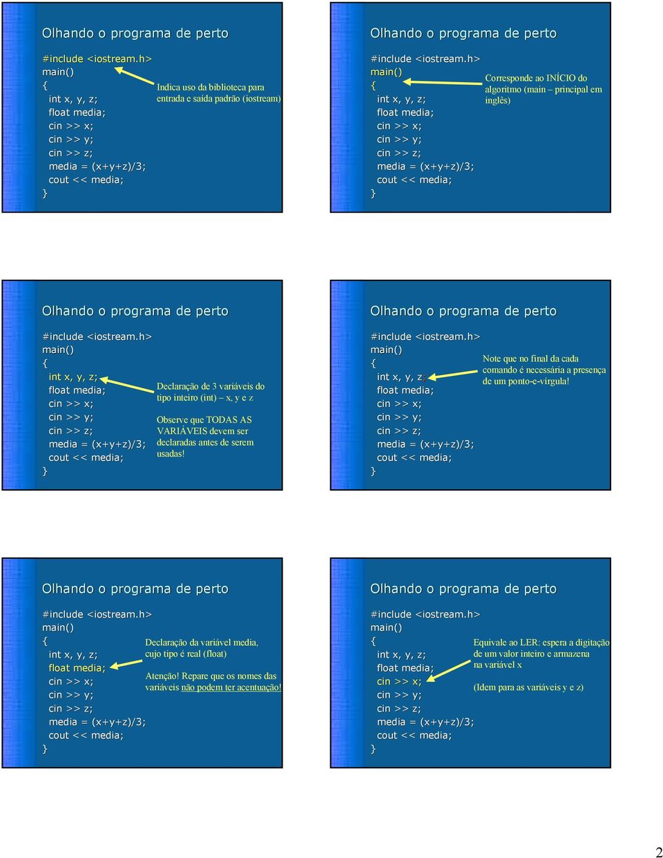 z Note que no final da cada comando é necessária a presença de um ponto-e-vírgula!