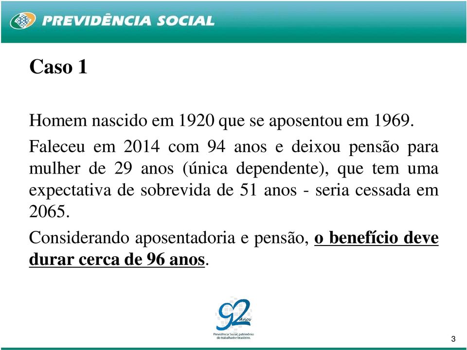 dependente), que tem uma expectativa de sobrevida de 51 anos - seria