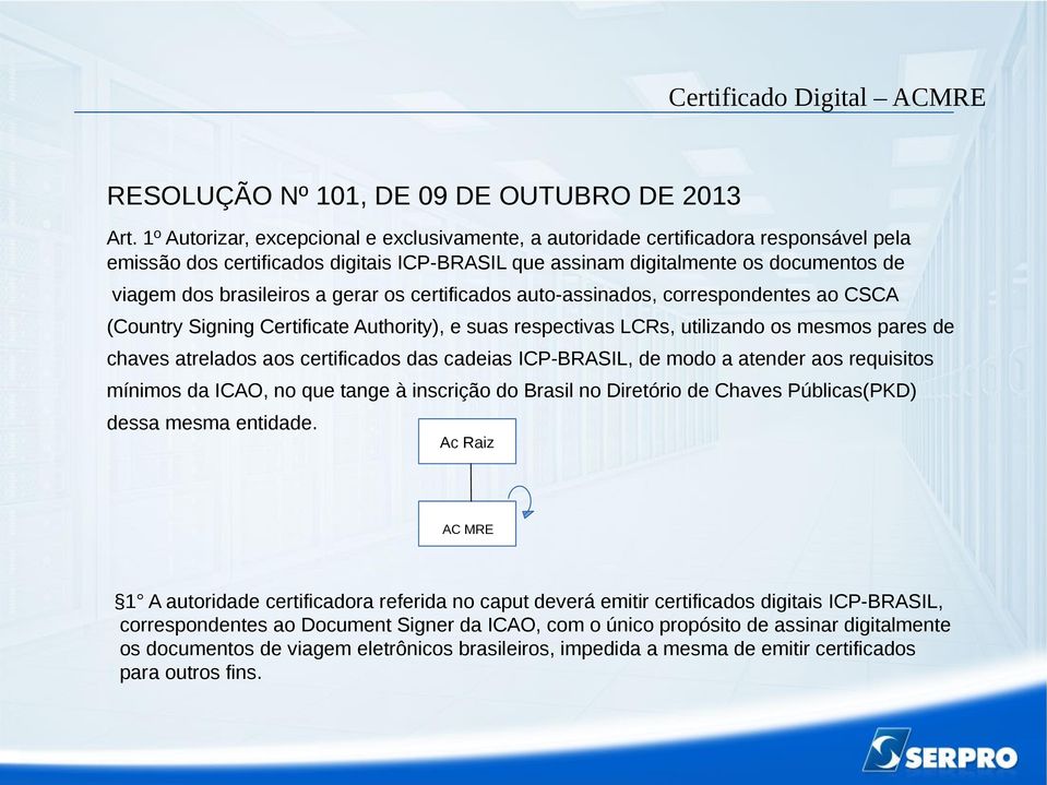 gerar os certificados auto-assinados, correspondentes ao CSCA (Country Signing Certificate Authority), e suas respectivas LCRs, utilizando os mesmos pares de chaves atrelados aos certificados das