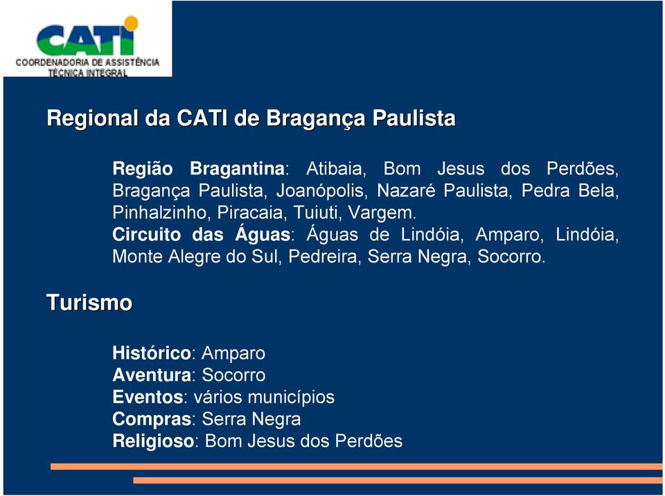 Circuito das Águas: Águas de Lindóia, Amparo, Lindóia, Monte Alegre do Sul, Pedreira, Serra Negra,