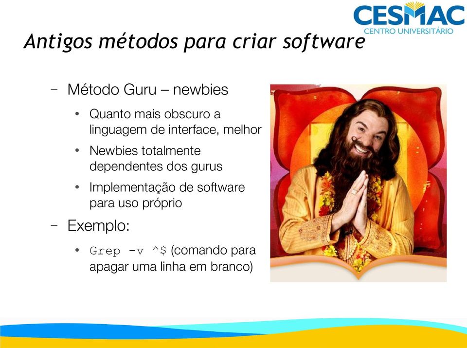 totalmente dependentes dos gurus Implementação de software para