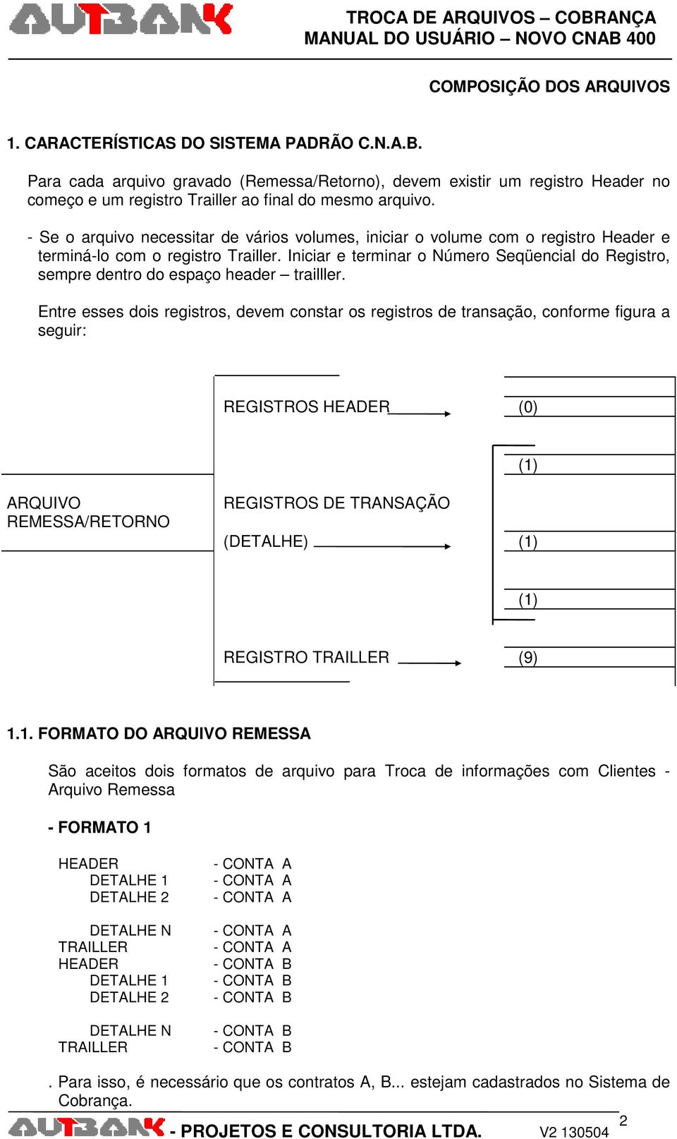 - Se o arquivo necessitar de vários volumes, iniciar o volume com o registro Header e terminá-lo com o registro Trailler.