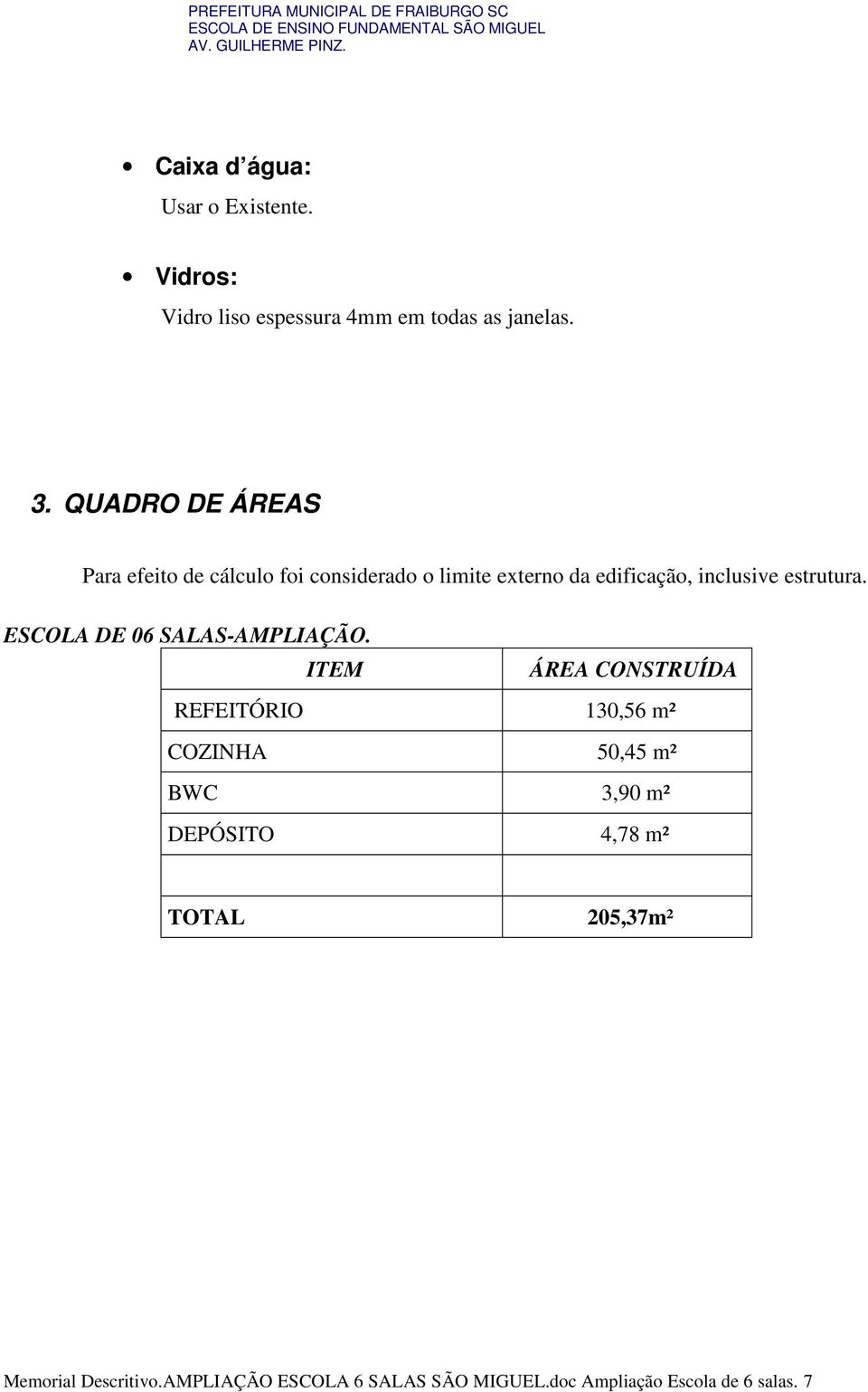 estrutura. ESCOLA DE 06 SALAS-AMPLIAÇÃO.