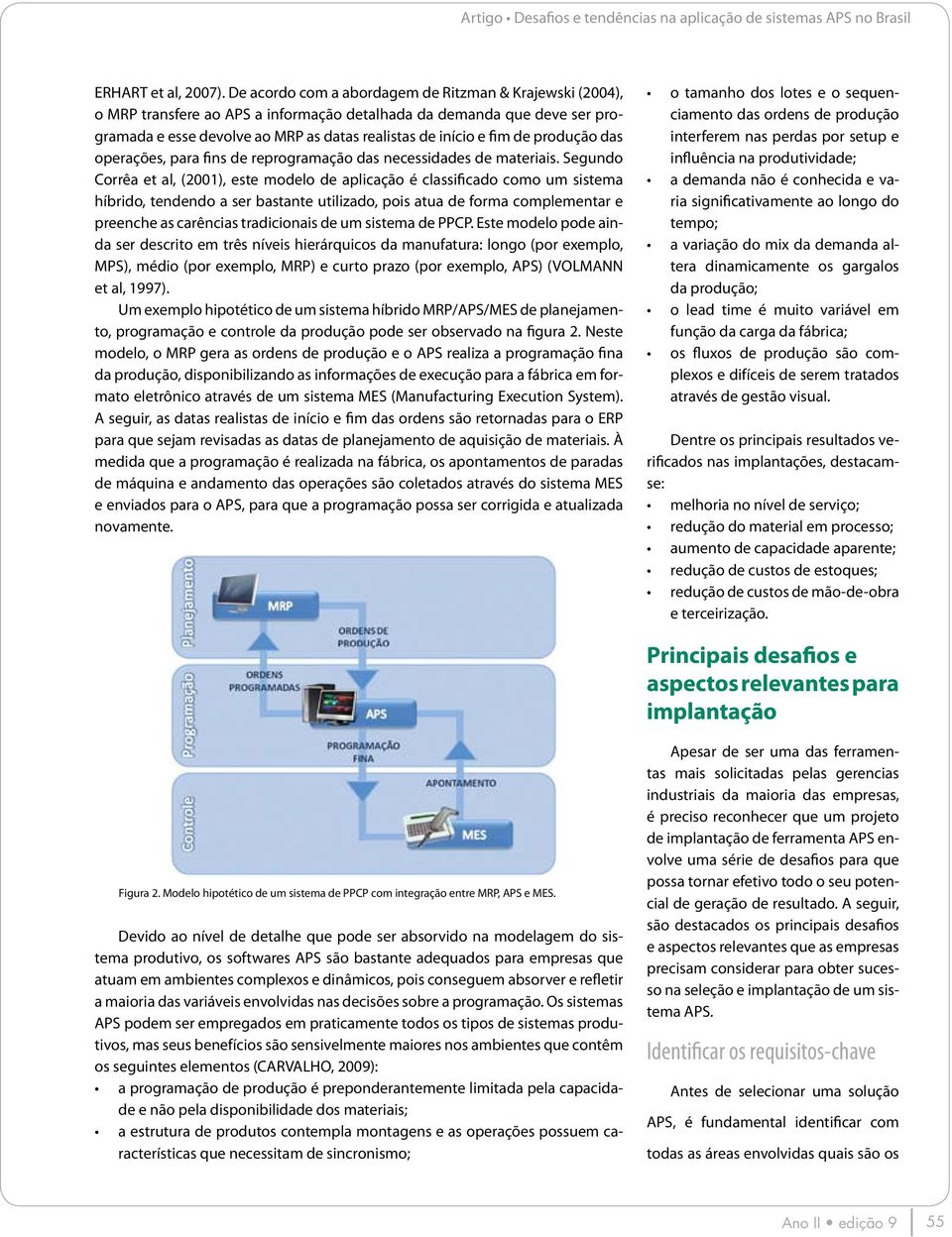 produção das operações, para fins de reprogramação das necessidades de materiais.