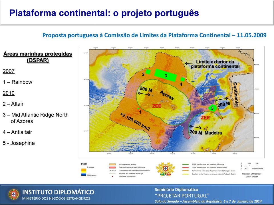 2009 Áreas marinhas protegidas (OSPAR) 2007 1 Rainbow 2 3 4 Limite exterior da