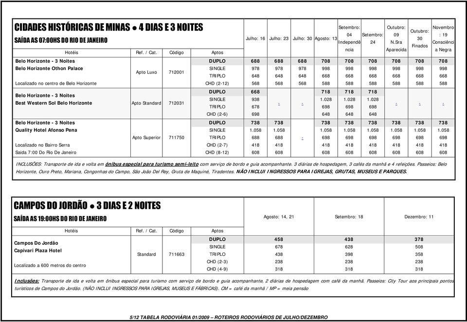 Saida 7:00 Do Rio De Janeiro CHD (8-12) Setembro: 04 Setembro: Julho: 16 Julho: 23 Julho: 30 Agosto: 13 Independê 24 ncia 978 568 978 568 978 568 588 588 588 718 718 718 938 1.028 1.