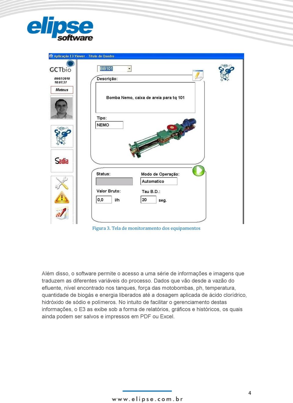 variáveis do processo.