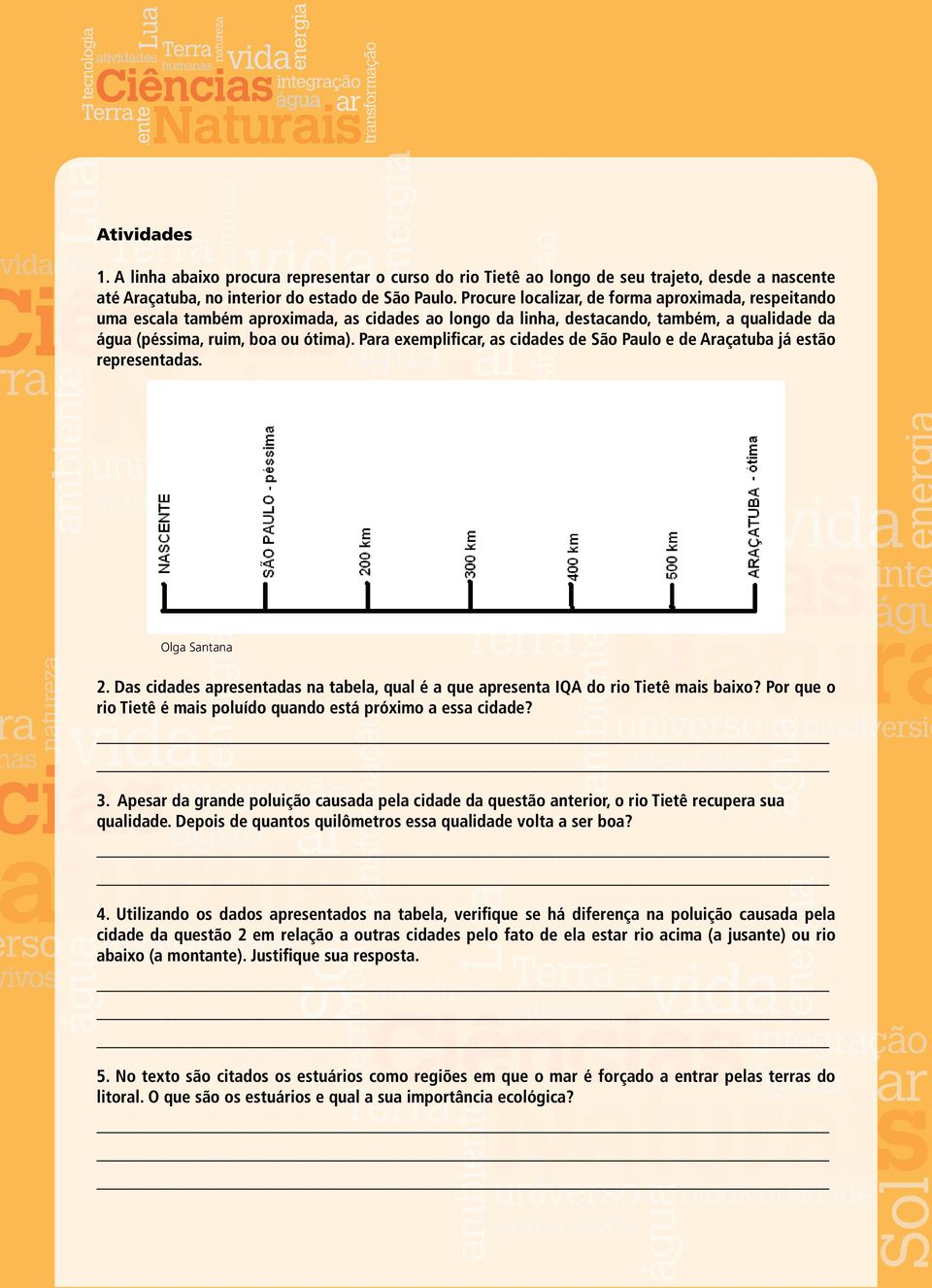 Para exemplificar, as cidades de São Paulo e de Araçatuba já estão representadas. Olga Santana 2. Das cidades apresentadas na tabela, qual é a que apresenta IQA do rio Tietê mais baixo?