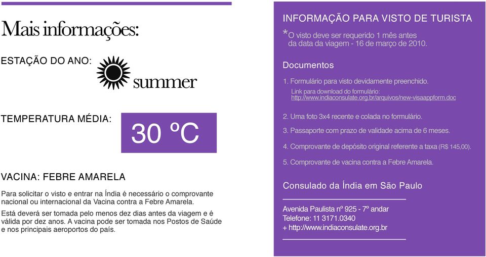 4 recente e colada no formulário. 3. Passaporte com prazo de validade acima de 6 meses. 4. Comprovante de depósito original referente a taxa (R$ 145,00). 5.