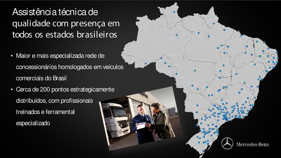 homologados em veículos comerciais do Brasil Cerca de 200 pontos