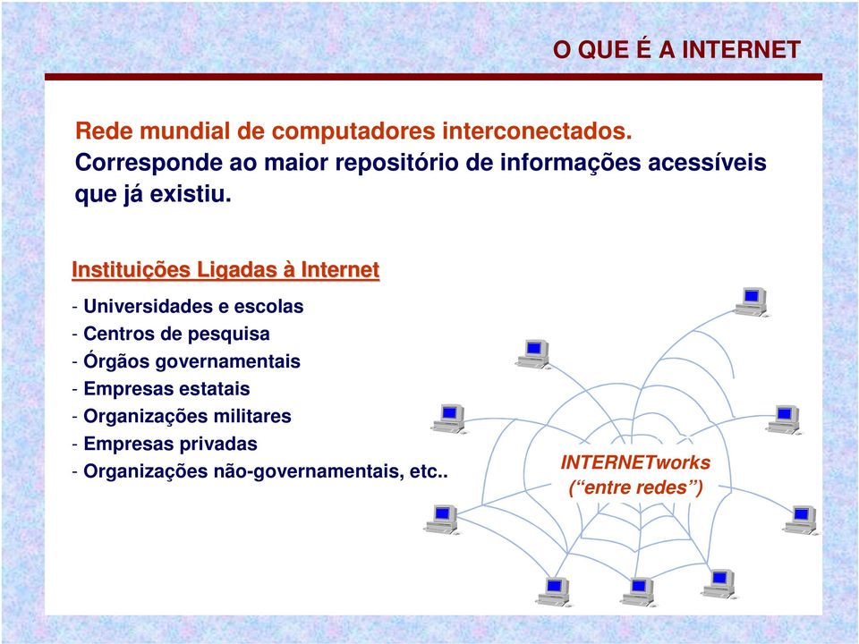 Instituições Ligadas à Internet - Universidades e escolas - Centros de pesquisa - Órgãos