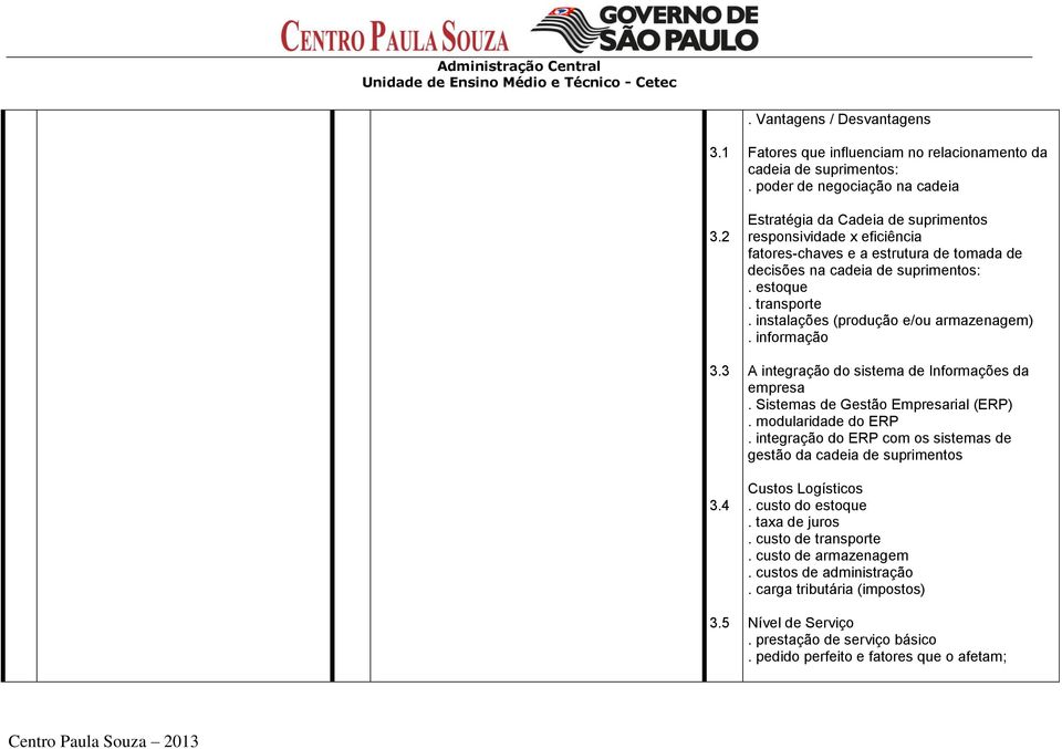 instalações (produção e/ou armazenagem). informação A integração do sistema de Informações da empresa. Sistemas de Gestão Empresarial (ERP). modularidade do ERP.