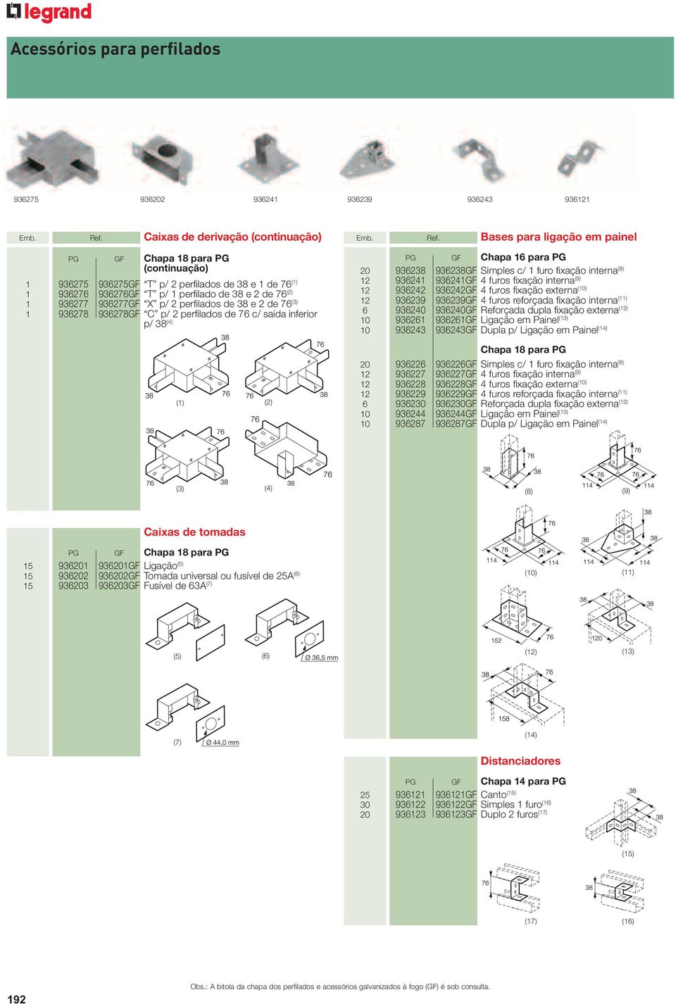 (8) 12 936241 936241GF 4 furos fi xação interna (9) 12 936242 936242GF 4 furos fi xação externa (10) 12 936239 936239GF 4 furos reforçada fi xação interna (11) 6 936240 936240GF Reforçada dupla fi