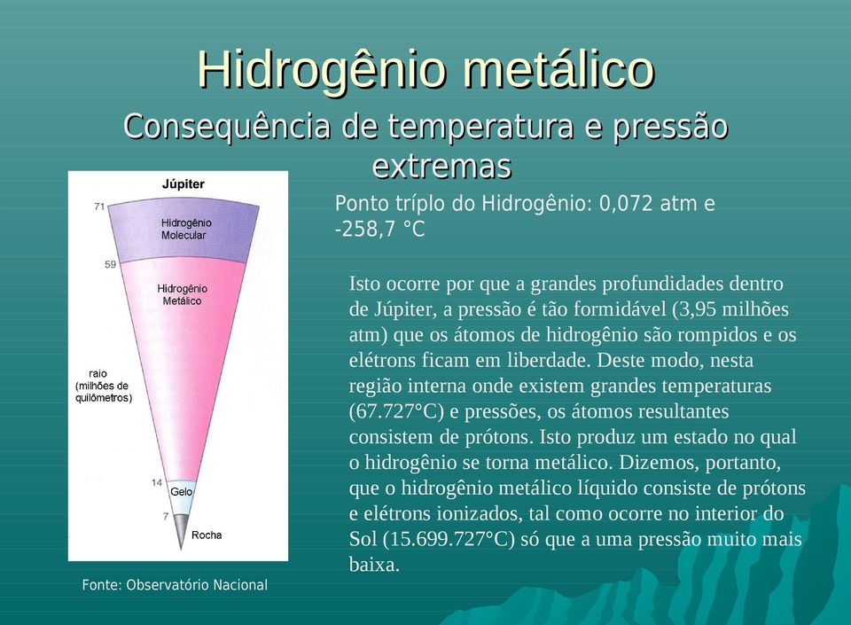 Deste modo, nesta região interna onde existem grandes temperaturas (67.727 C) e pressões, os átomos resultantes consistem de prótons.