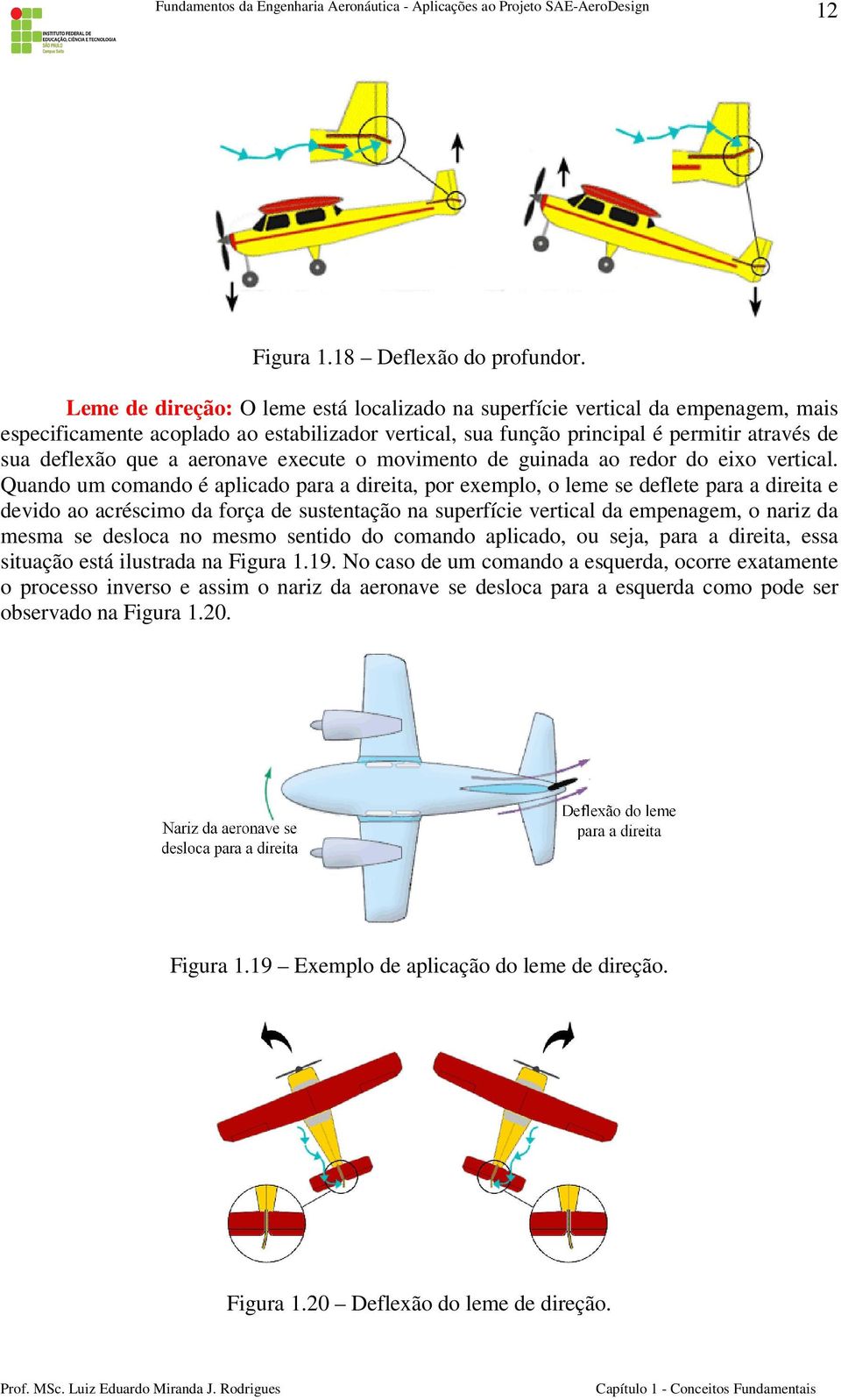 aeronave execute o movimento de guinada ao redor do eixo vertical.