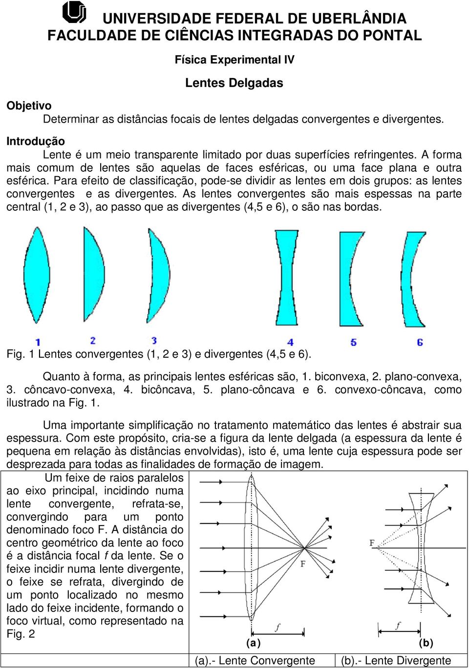 Para efeito de classificação, pode-se dividir as lentes em dois grupos: as lentes convergentes e as divergentes.