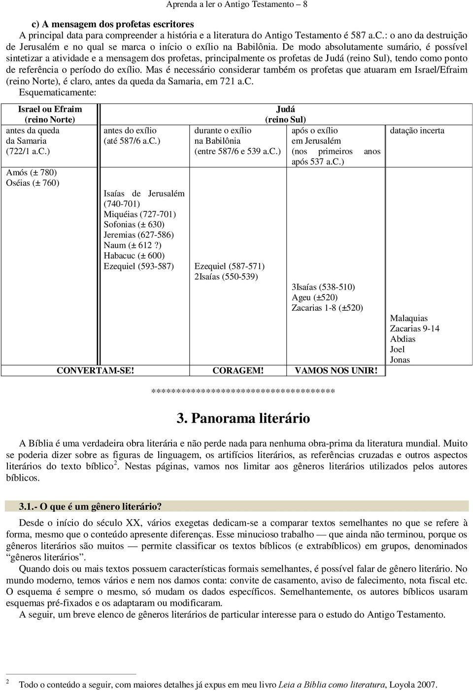 Mas é necessário considerar também os profetas que atuaram em Israel/Efraim (reino Norte), é claro, antes da queda da Samaria, em 721 a.c. Esquematicamente: Israel ou Efraim (reino Norte) antes da queda da Samaria (722/1 a.