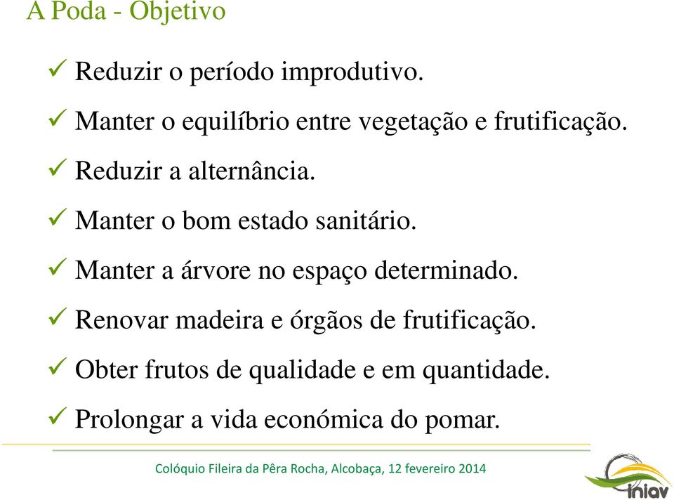 Manter o bom estado sanitário. Manter a árvore no espaço determinado.