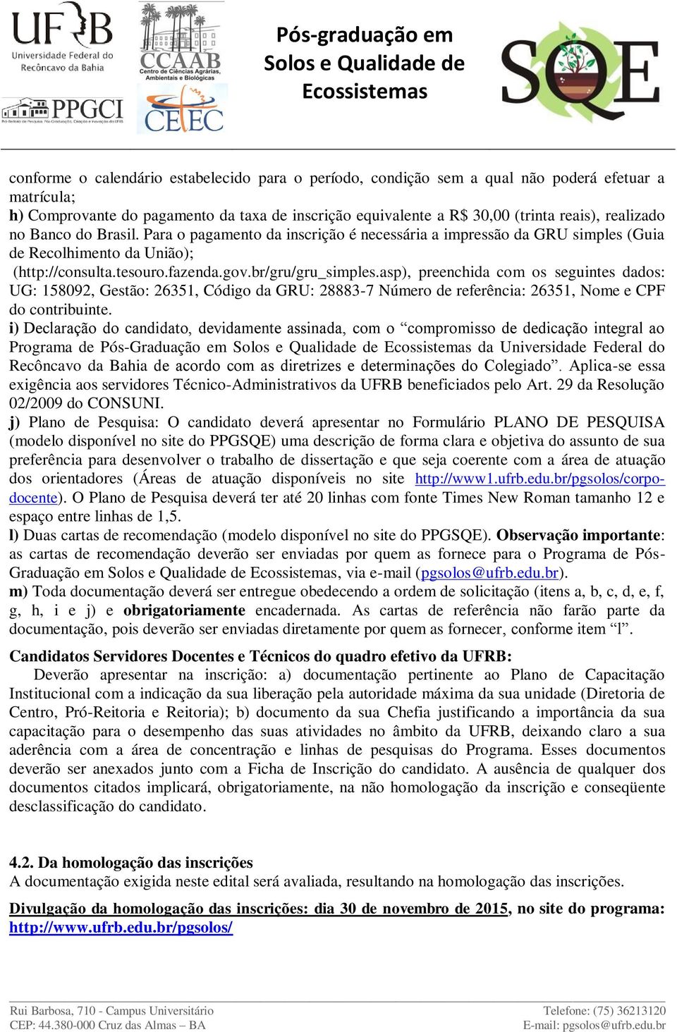 asp), preenchida com os seguintes dados: UG: 158092, Gestão: 26351, Código da GRU: 28883-7 Número de referência: 26351, Nome e CPF do contribuinte.