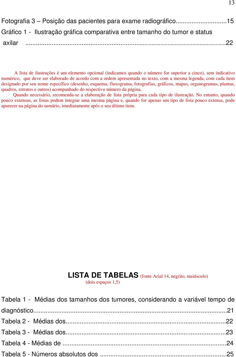 mesma legenda, com cada item designado por seu nome específico (desenho, esquema, fluxograma, fotografias, gráficos, mapas, organogramas, plantas, quadros, retratos e outros) acompanhado do