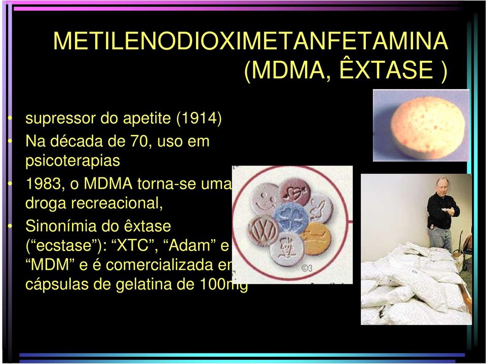 torna-se uma droga recreacional, Sinonímia do êxtase ( ecstase