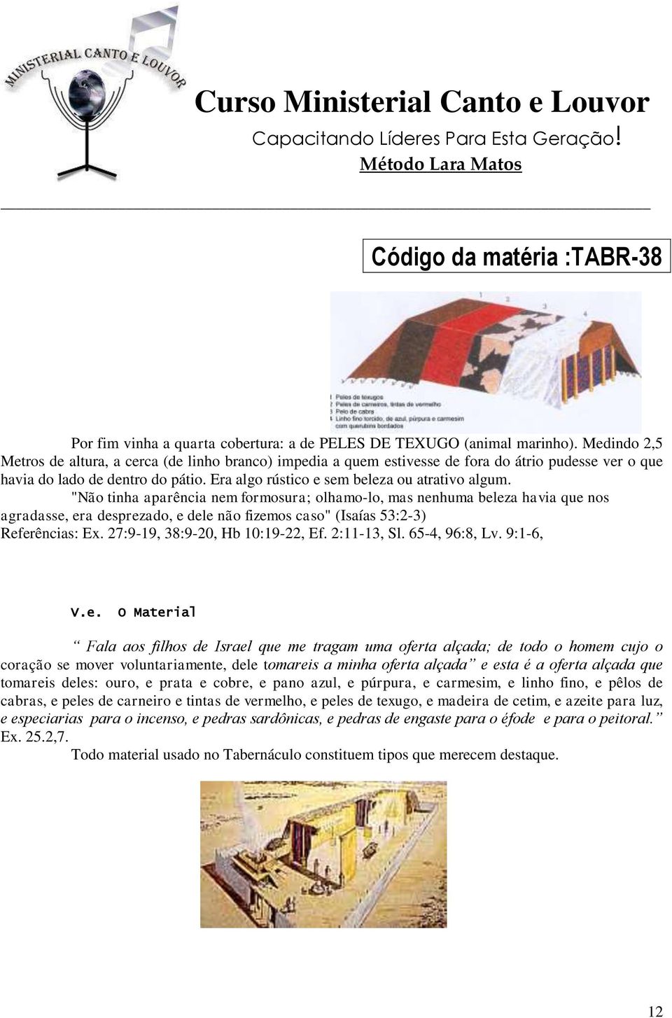 "Não tinha aparência nem formosura; olhamo-lo, mas nenhuma beleza havia que nos agradasse, era desprezado, e dele não fizemos caso" (Isaías 53:2-3) Referências: Ex. 27:9-19, 38:9-20, Hb 10:19-22, Ef.