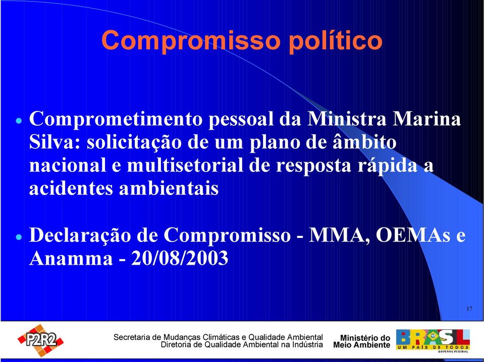 multisetorial de resposta rápida a acidentes ambientais