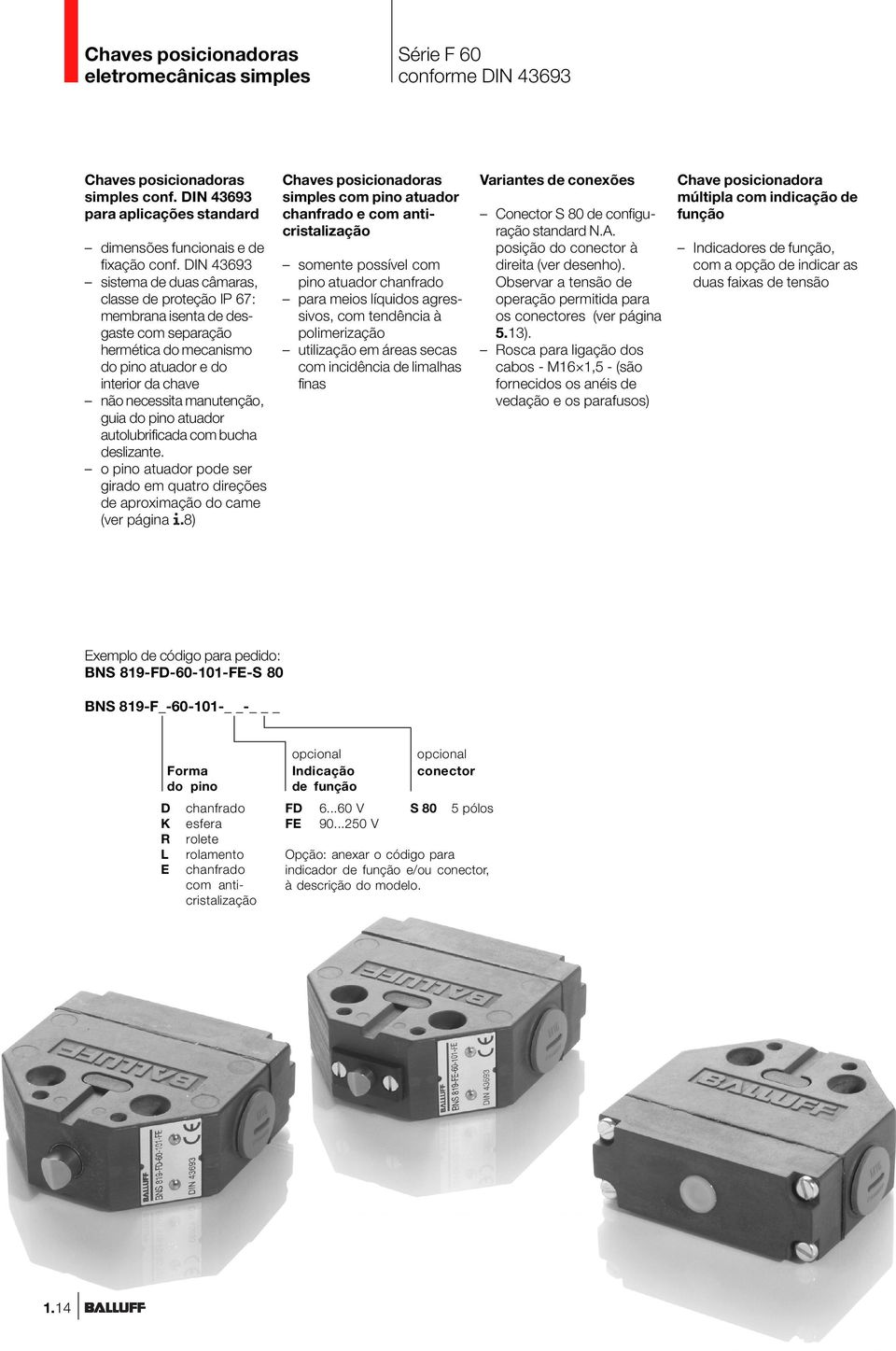 pino atuador autolubrificada com bucha deslizante. o pino atuador pode ser girado em quatro direções de aproximação do came (ver página.