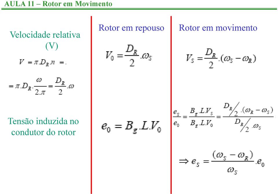 em repouso Rotor em movimento