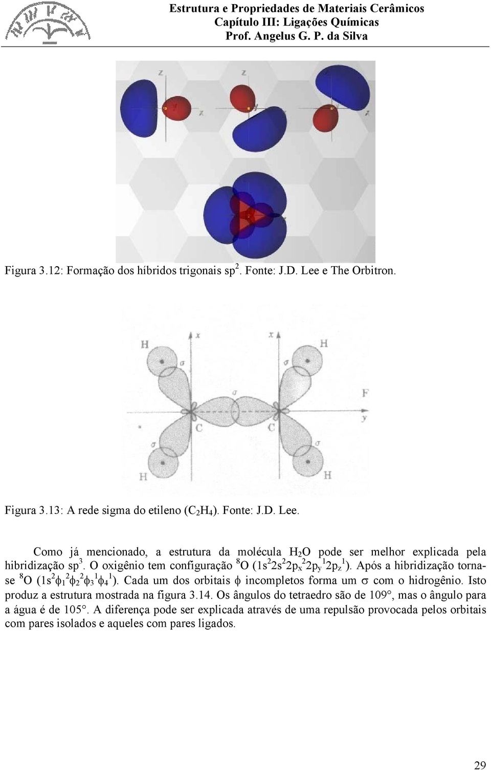 Cada um dos orbitais φ incompletos forma um σ com o hidrogênio. Isto produz a estrutura mostrada na figura 3.14.