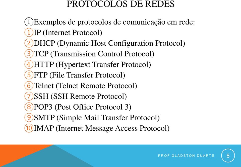 Protocol) 6Telnet (Telnet Remote Protocol) 7SSH (SSH Remote Protocol) 8POP3 (Post Office Protocol 3) 9SMTP
