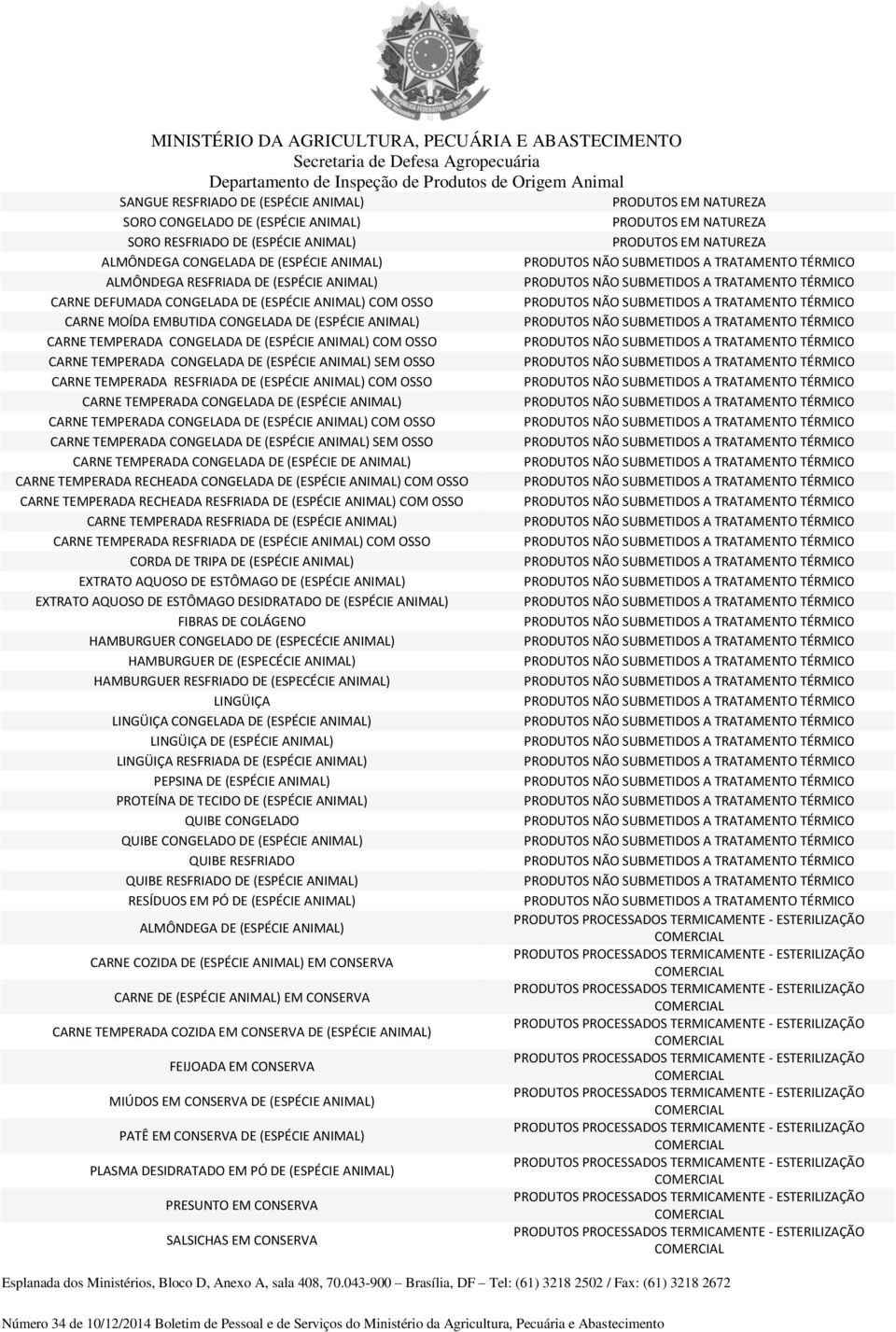 SEM OSSO CARNE TEMPERADA RESFRIADA DE (ESPÉCIE ANIMAL) COM OSSO CARNE TEMPERADA CONGELADA DE (ESPÉCIE ANIMAL) CARNE TEMPERADA CONGELADA DE (ESPÉCIE ANIMAL) COM OSSO CARNE TEMPERADA CONGELADA DE