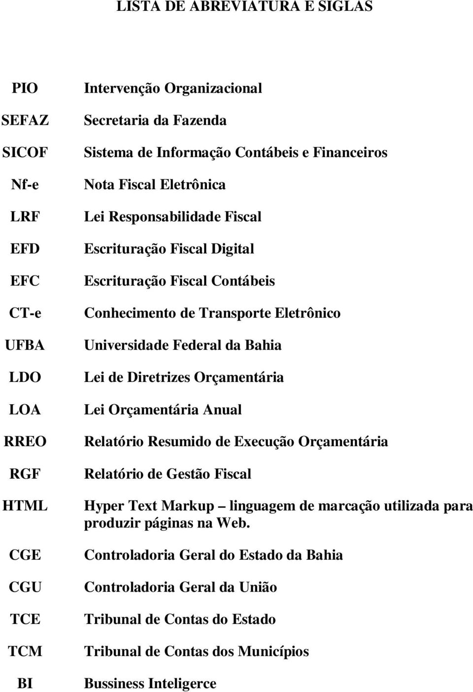 Federal da Bahia Lei de Diretrizes Orçamentária Lei Orçamentária Anual Relatório Resumido de Execução Orçamentária Relatório de Gestão Fiscal Hyper Text Markup linguagem de marcação