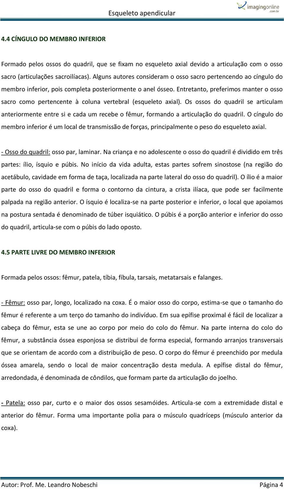 Entretanto, preferimos manter o osso sacro como pertencente à coluna vertebral (esqueleto axial).