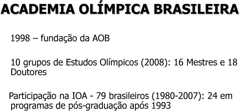 18 Doutores Participação na IOA - 79 brasileiros