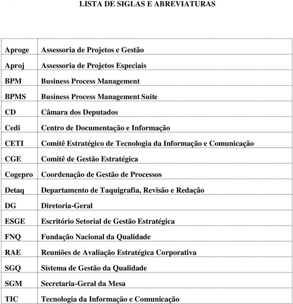 Informação e Comunicação Comitê de Gestão Estratégica Coordenação de Gestão de Processos Departamento de Taquigrafia, Revisão e Redação Diretoria-Geral Escritório Setorial de