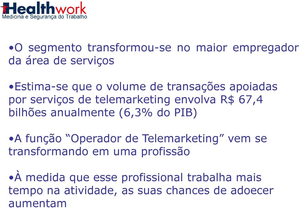 (6,3% do PIB) A função Operador de Telemarketing vem se transformando em uma profissão À