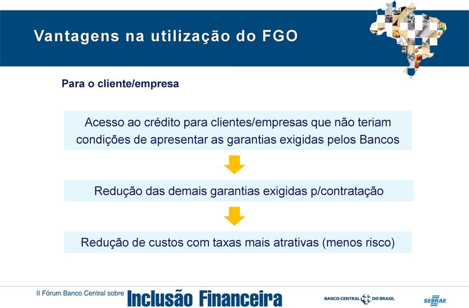 as garantias exigidas pelos Bancos Redução das demais garantias