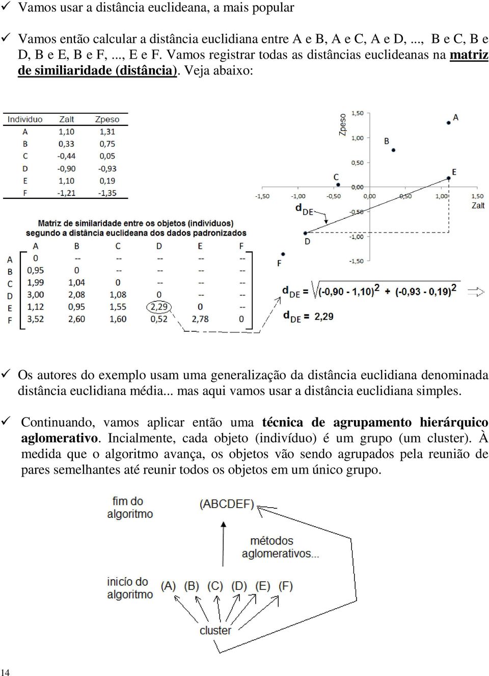 Veja abaixo: Os autores do exemplo usam uma generalização da distância euclidiana denominada distância euclidiana média... mas aqui vamos usar a distância euclidiana simples.