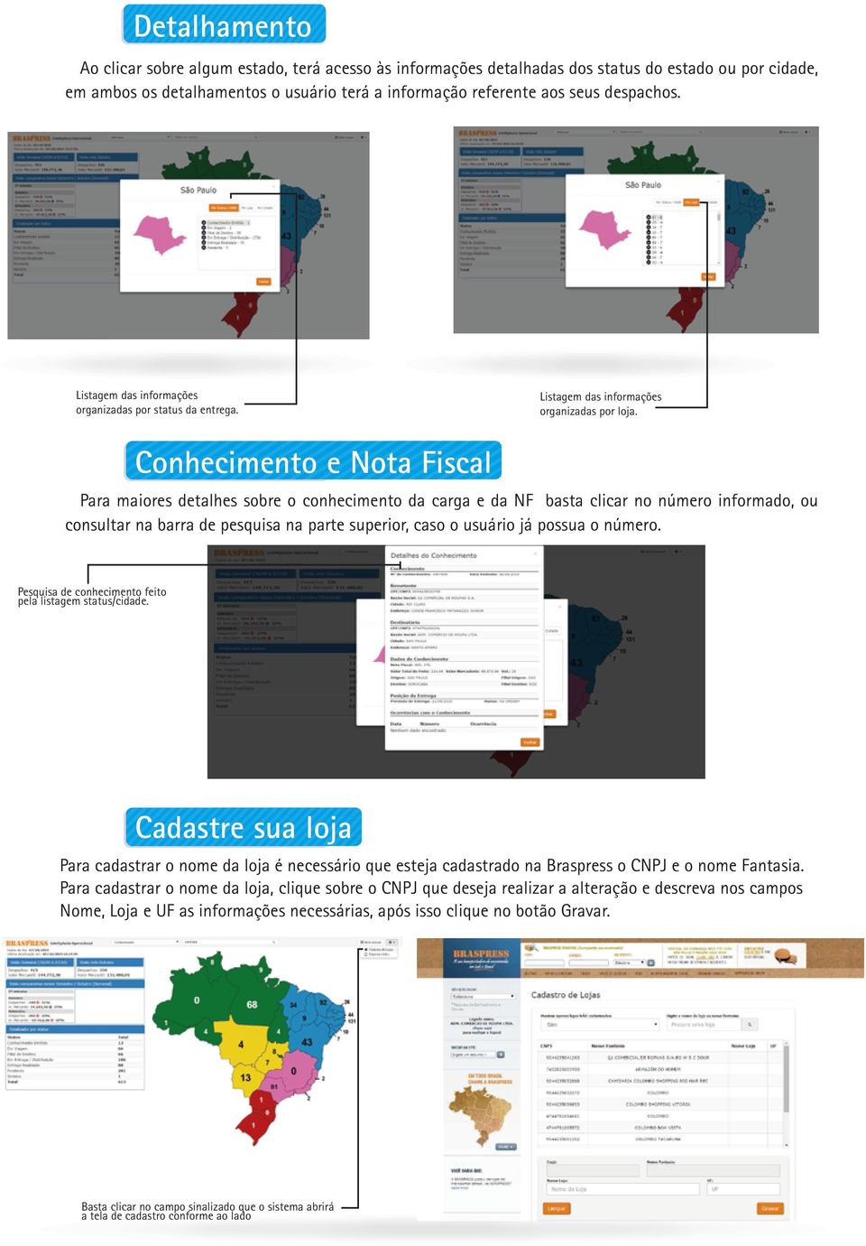 Conhecimento e Nota Fiscal Para maiores detalhes sobre o conhecimento da carga e da NF basta clicar no número informado, ou consultar na barra de pesquisa na parte superior, caso o usuário já possua