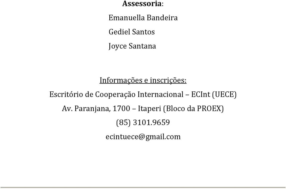 Cooperação Internacional ECInt (UECE) Av.