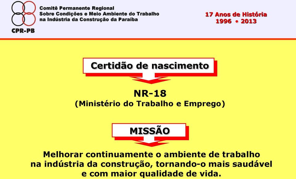 (Ministério do Trabalho e Emprego) MISSÃO Melhorar continuamente o ambiente de