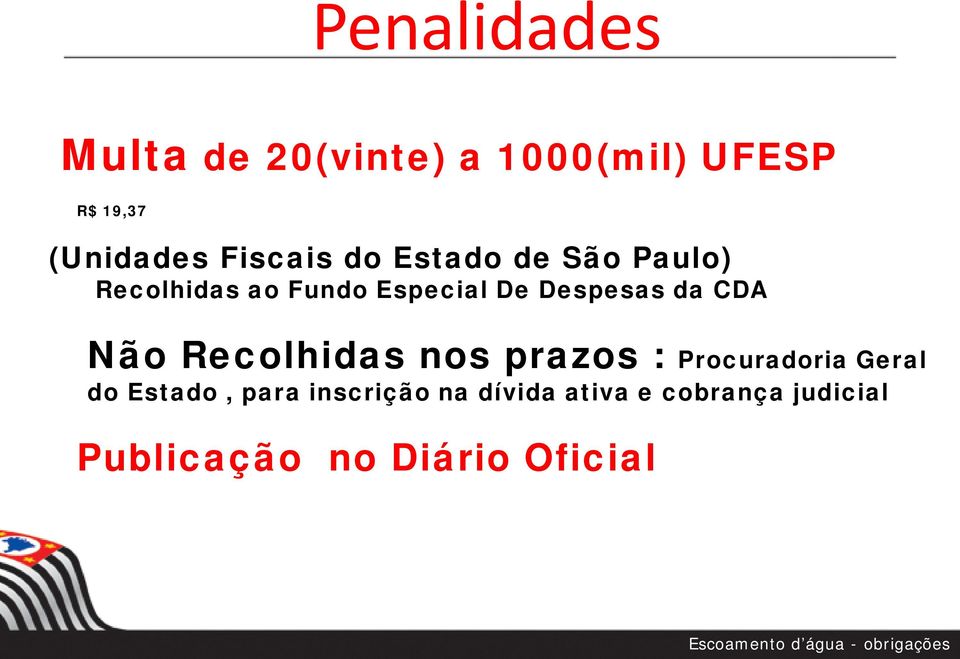 Recolhidas nos prazos : Procuradoria Geral do Estado, para inscrição na dívida