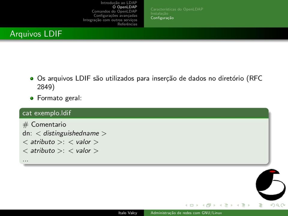 diretório (RFC 2849) Formato geral: cat exemplo.