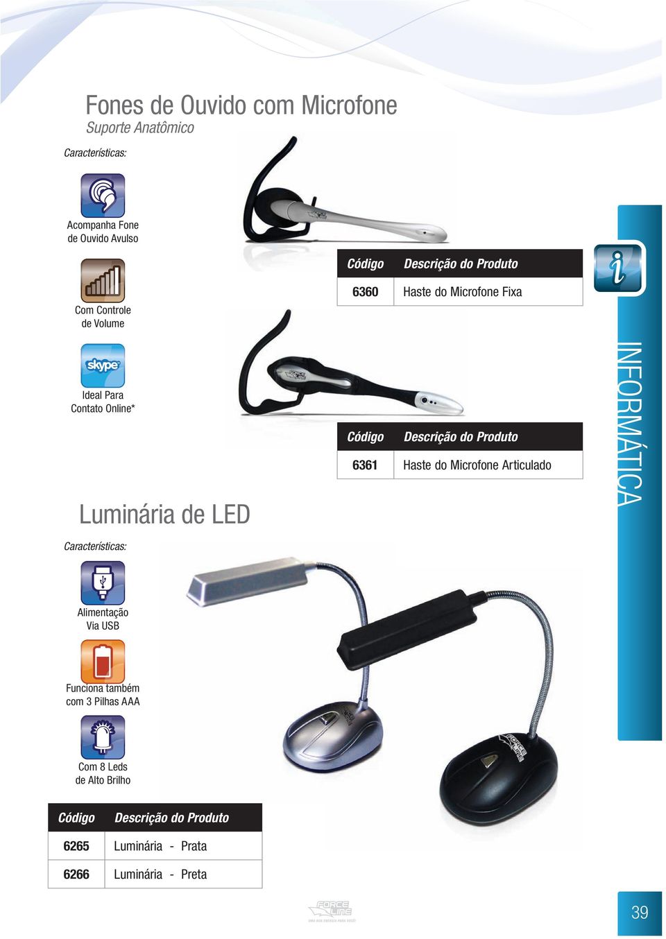 de LED 6361 Haste do Microfone Articulado Alimentação Via USB Funciona também com 3