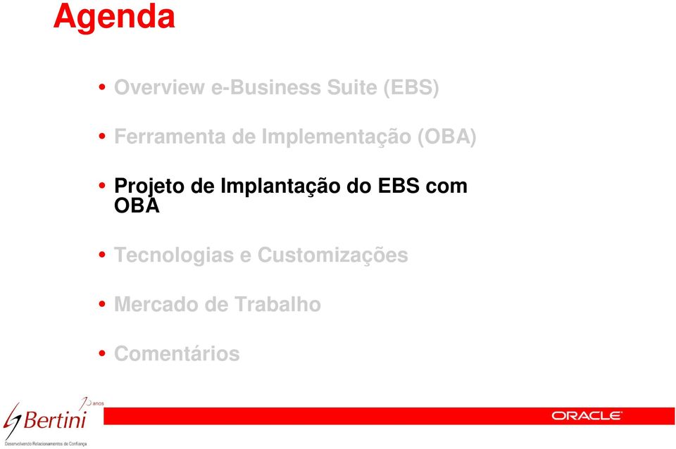 de Implantação do EBS com OBA Tecnologias