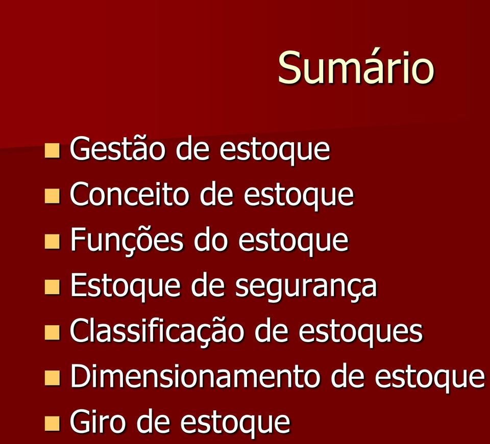 segurança Classificação de estoques